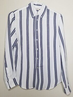 J. Galt Brandy Melville Blue & White Striped Button Down Top Size: One Size